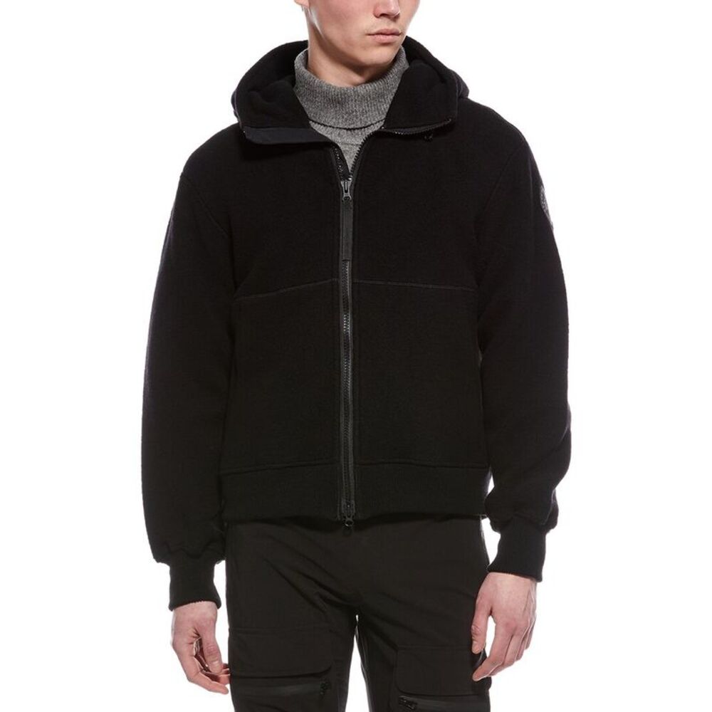 Canada Goose Mens  Chilliwack Wool-Blend Fleece Bomber Jacket, Black